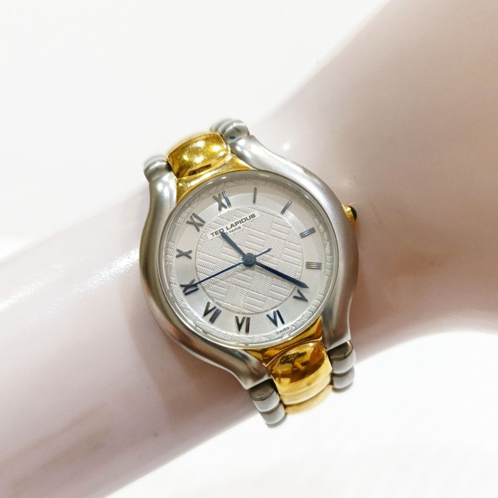 Jam Tangan Ted Lapidus Paris Classic 23K Gold Plated Quartz Vintage Watch Baterai Klasik Antik Asli