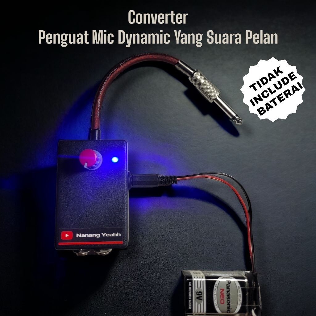 CONVERTER AKTIF PENGUAT MIC DYNAMIC YANG SUARA PELAN to SOUNDCARD V8, DLL