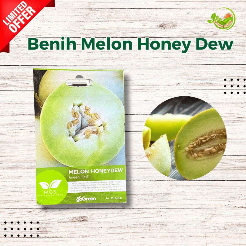 Benih Melon Honeydew Green Flesh Isi 15 biji-Benih Melon Honeydew Isi 15pcs Merek MGS-Isi 15 Biji Be