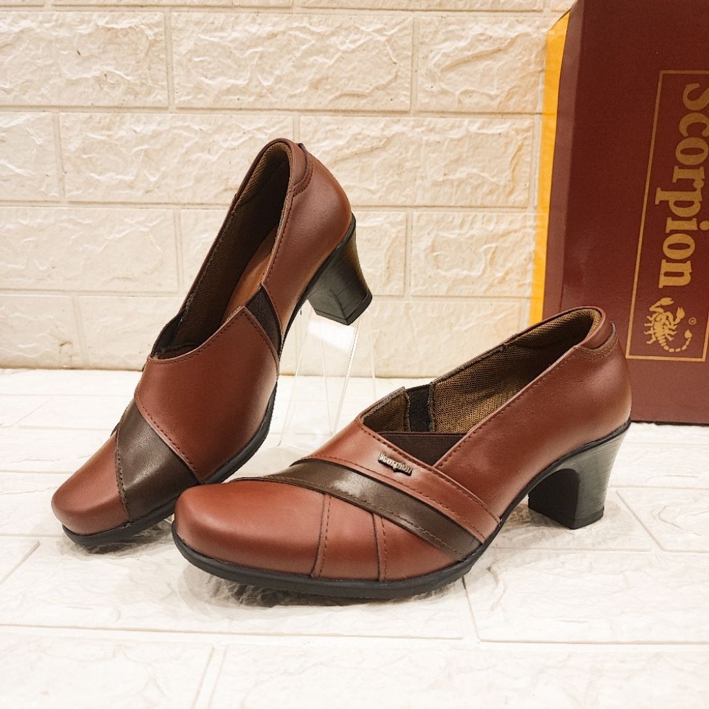Original Scorpion 957 Sepatu Wedges Formal/Casual/Pantofel Wanita Bahan Kulit (New Collection)