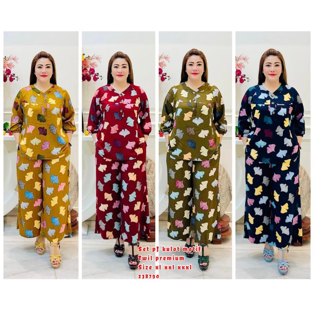 238790 Set Wanita Rayon Twill Panjang - Stelan Big Size - Stelan Jumbo - Stelan Wanita - Set Rayon T