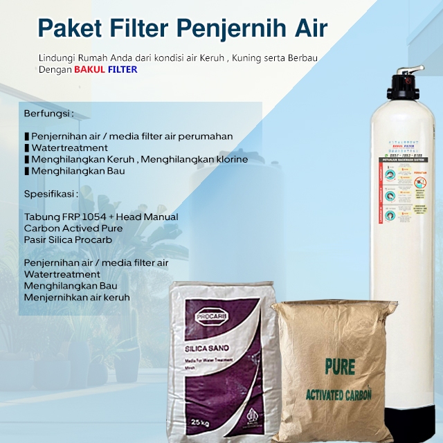 Paket Tabung Media Filter Air FRP 1054 Filter Penjernih Air