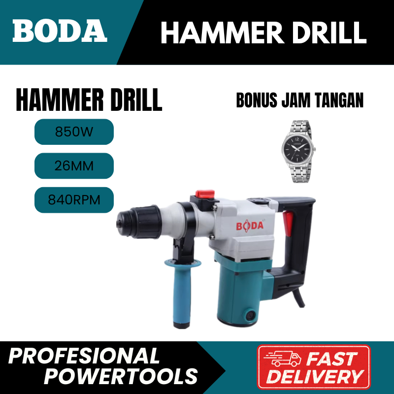 Hammer Drill Impact Listrik Mesin Bor Bobok Beton 26mm Hexagonal Multifungsi BODA-H1-26
