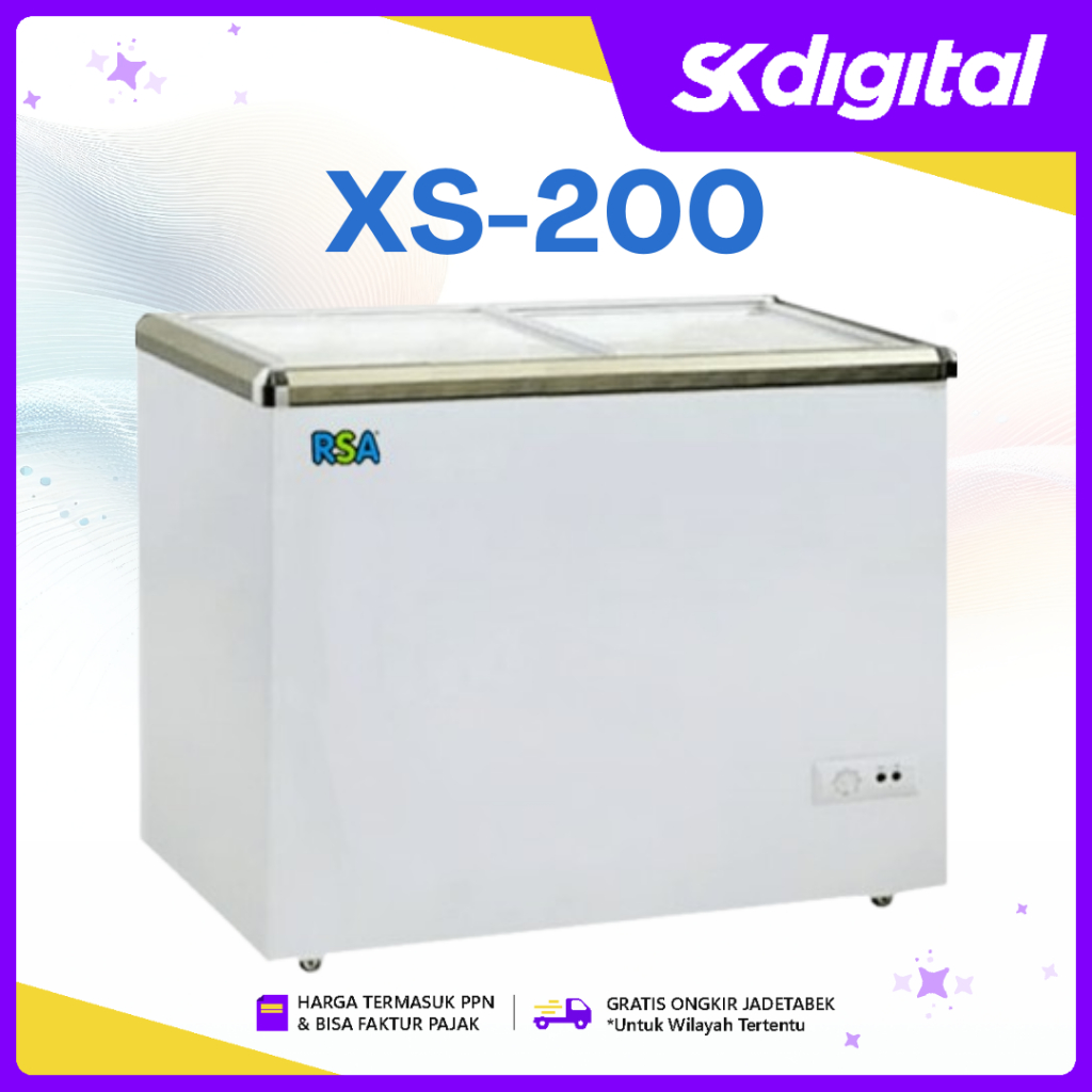 Chest Freezer RSA XS-200 Sliding Flat Glass Freezer 171 Liter