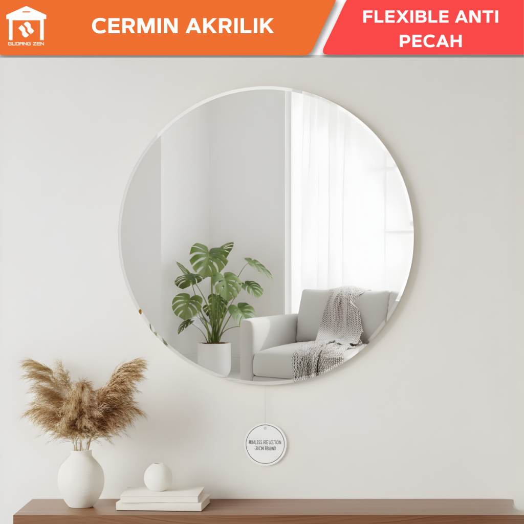 Cermin Kaca dinding Anti pecah Cermin Stiker Tempel Dinding Acrylic Mirror Bendable anti pecah
