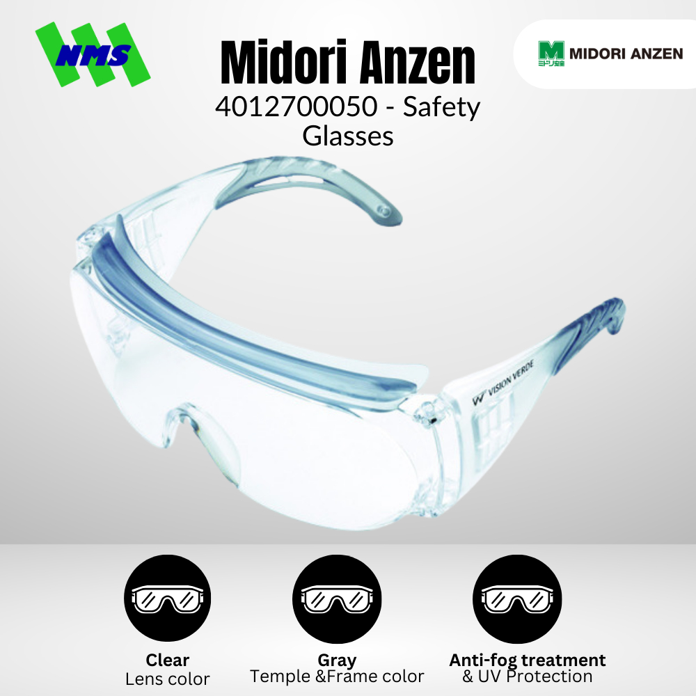 Midori Anzen Single Lens Safety Glasses with Overglasses 4012700050