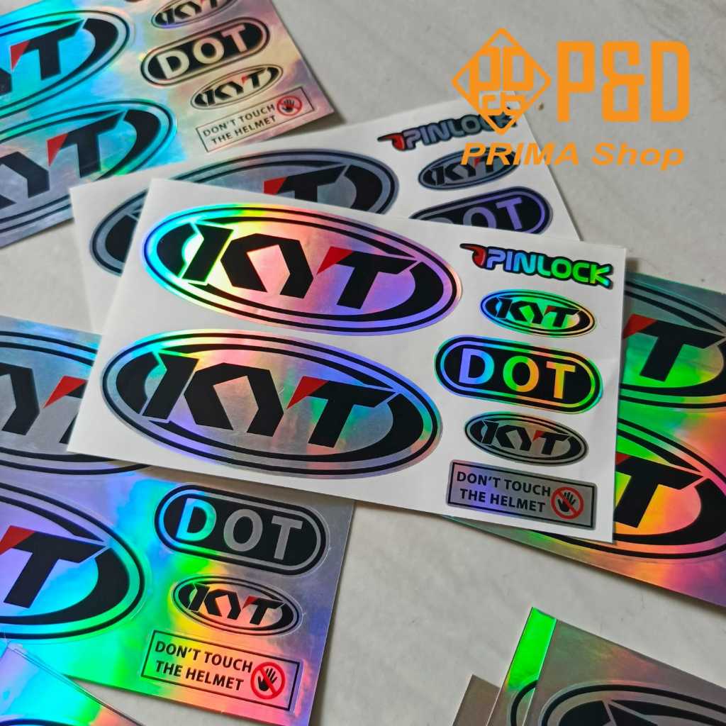 sticker Hologram logo helm kyt satu set.Sticker custom helm kyt kyoto hologram