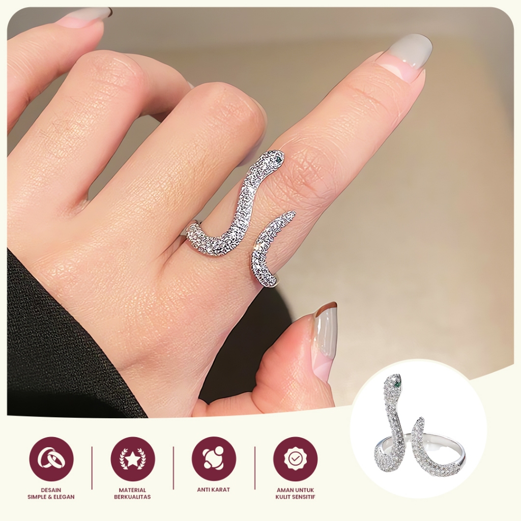 Ular Perak Cincin Indah Cincin Kepribadian Zirkon Pasangan Cincin