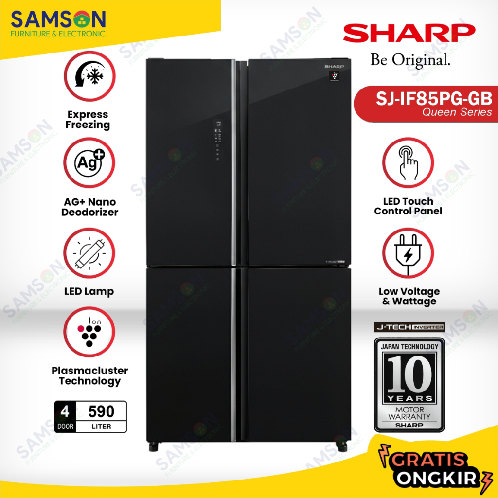 Sharp Kulkas 4 Pintu Inverter 590 L / 590L SJ-IF85PG-GB / IF85PG Queen Series J-Tech Multidoor