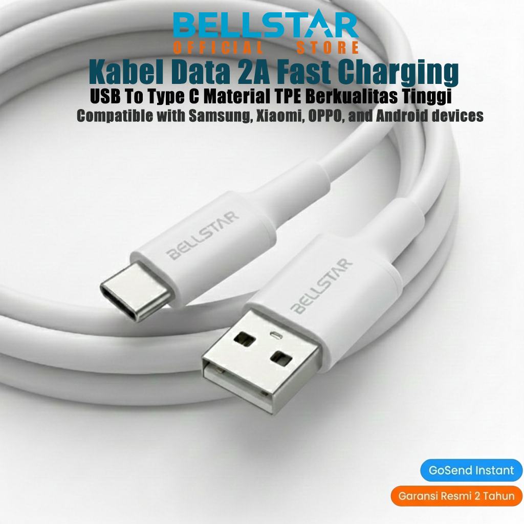 Kabel Data Type C 5V 2A Fast Charging Durable USB C Cable for Android Samsung Xiaomi 1M BELLSTAR