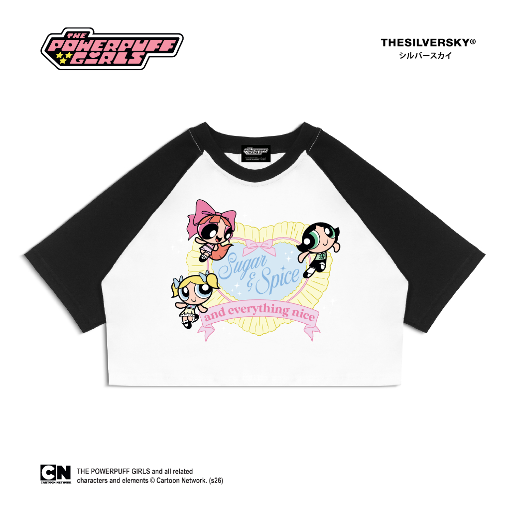 The Powerpuff Girls Cutesy Coquette Crop Top Raglan