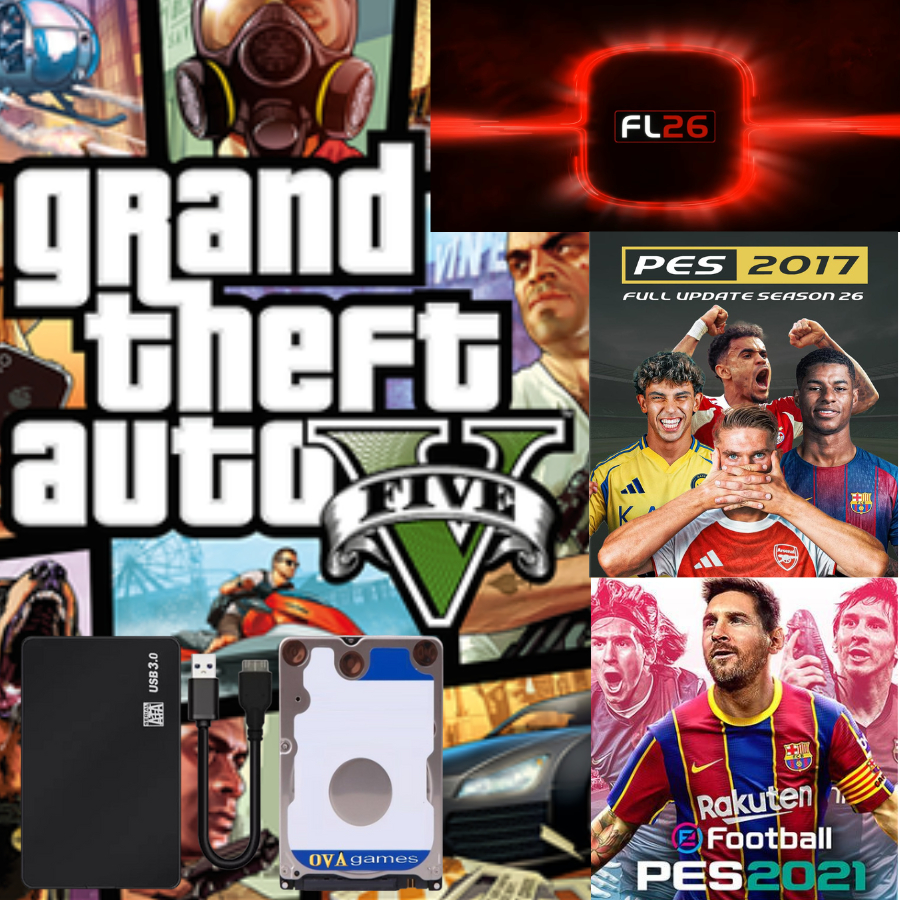 HARDISK GAME PC 250GB ISI PES UPDATE & GTA 5 OFFLINE PNP INTERNAL-EXTERNAL USB
