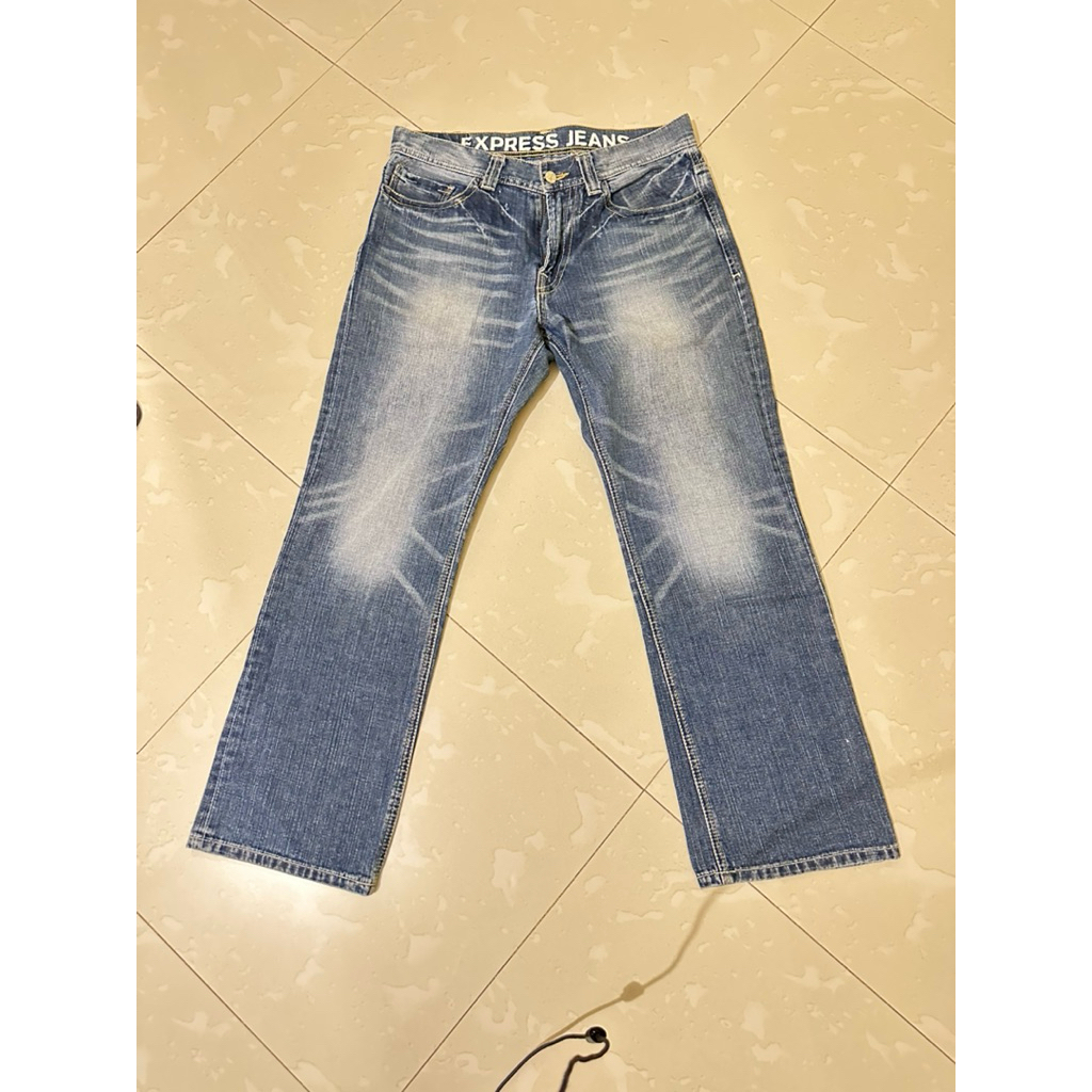 Express Jeans Pria Slim Fit W32 L30 Denim Biru