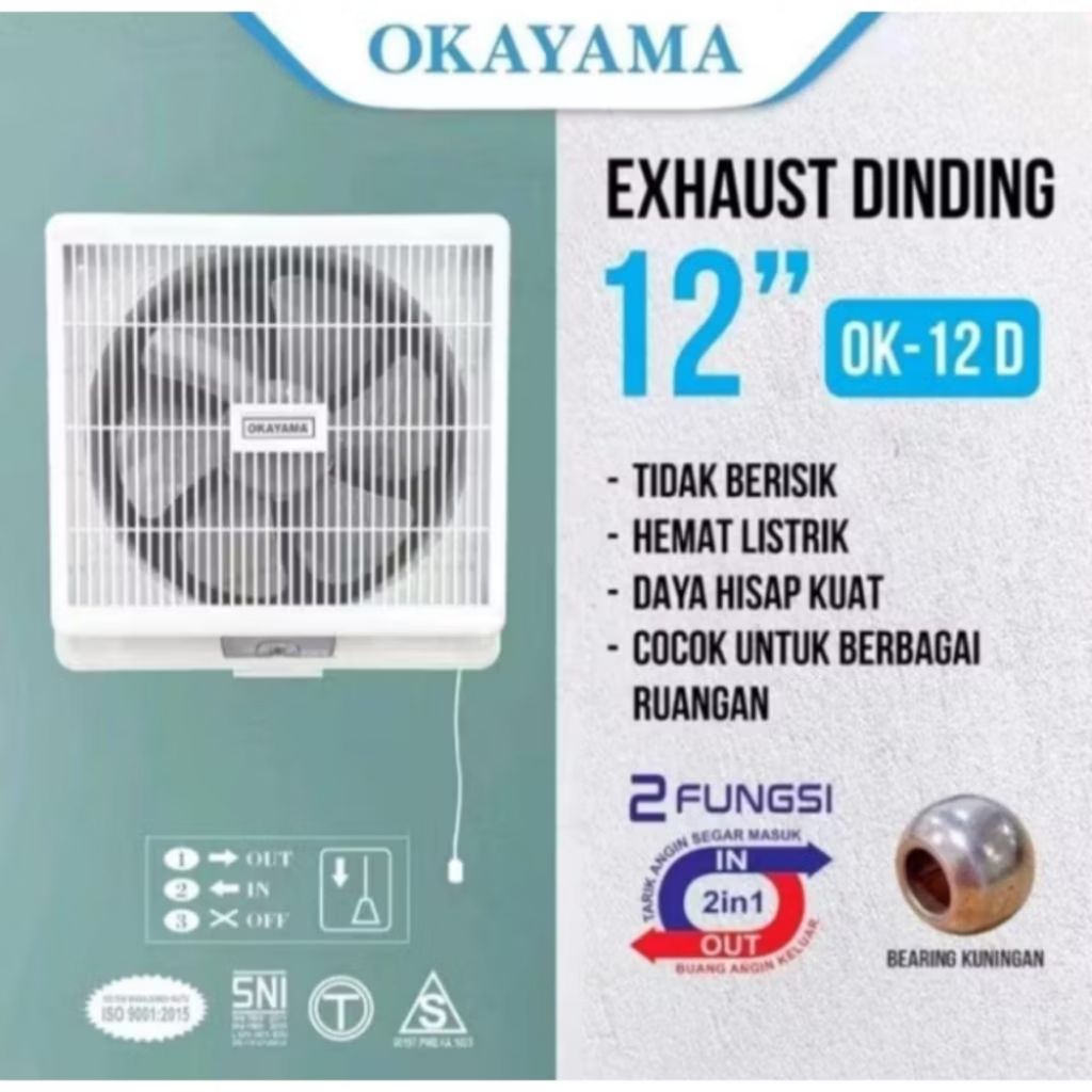 Exhaust  Fan Dinding 12 Inch Okayama Ok 12D Kipas Angin Okayama 12inch Exhaust Fan OK-12D 12inci