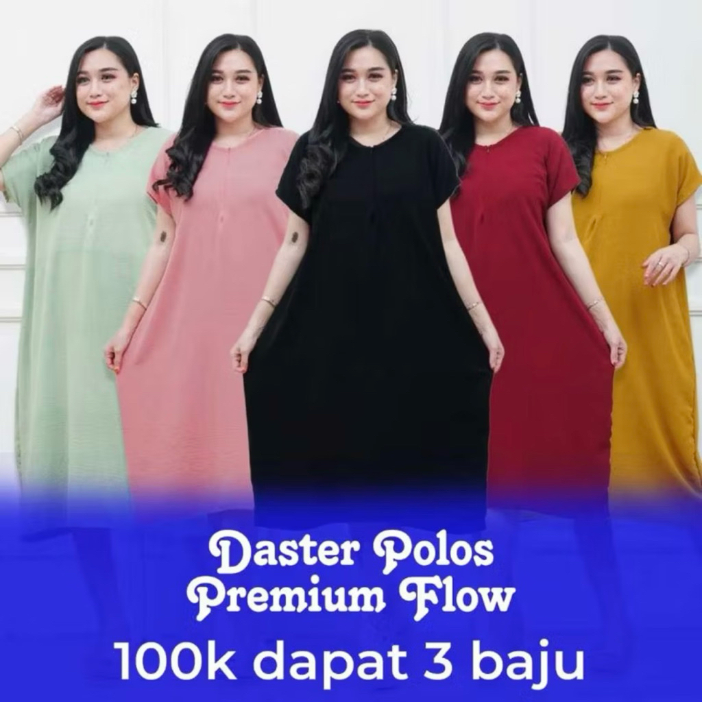 Daster Cringkle Airflow LD120 Polos Oversize Daster Super JumboKekinian Ibu Hamil dan Menyusui