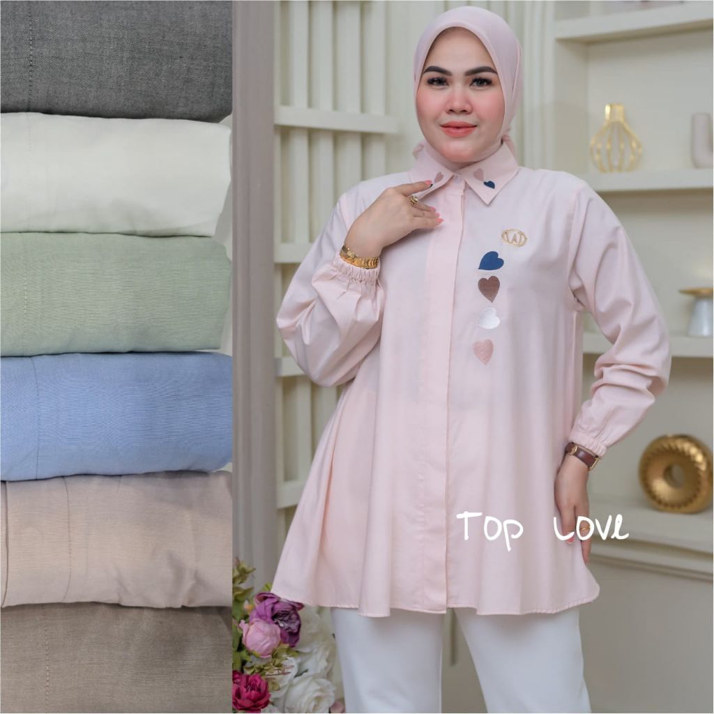 Top Love Winody Update Fashion Terbaru Winody Atasan Wanita Kekinian Hijab Friendly kemeja Tangan Pa