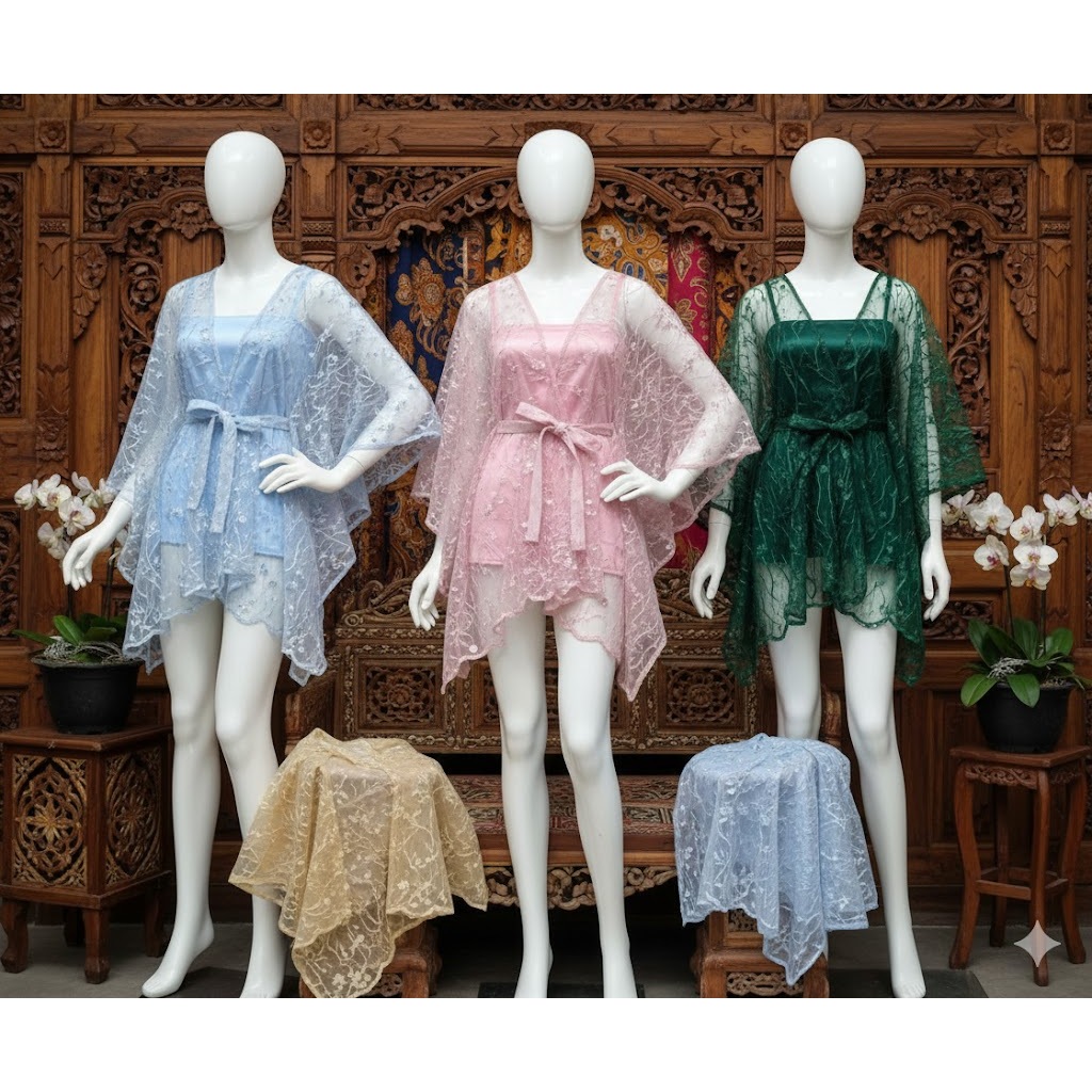 outer cardigan kebaya bridesmaid / baju kondangan tille mix brokat renda Kekinian / Outer pita kebay