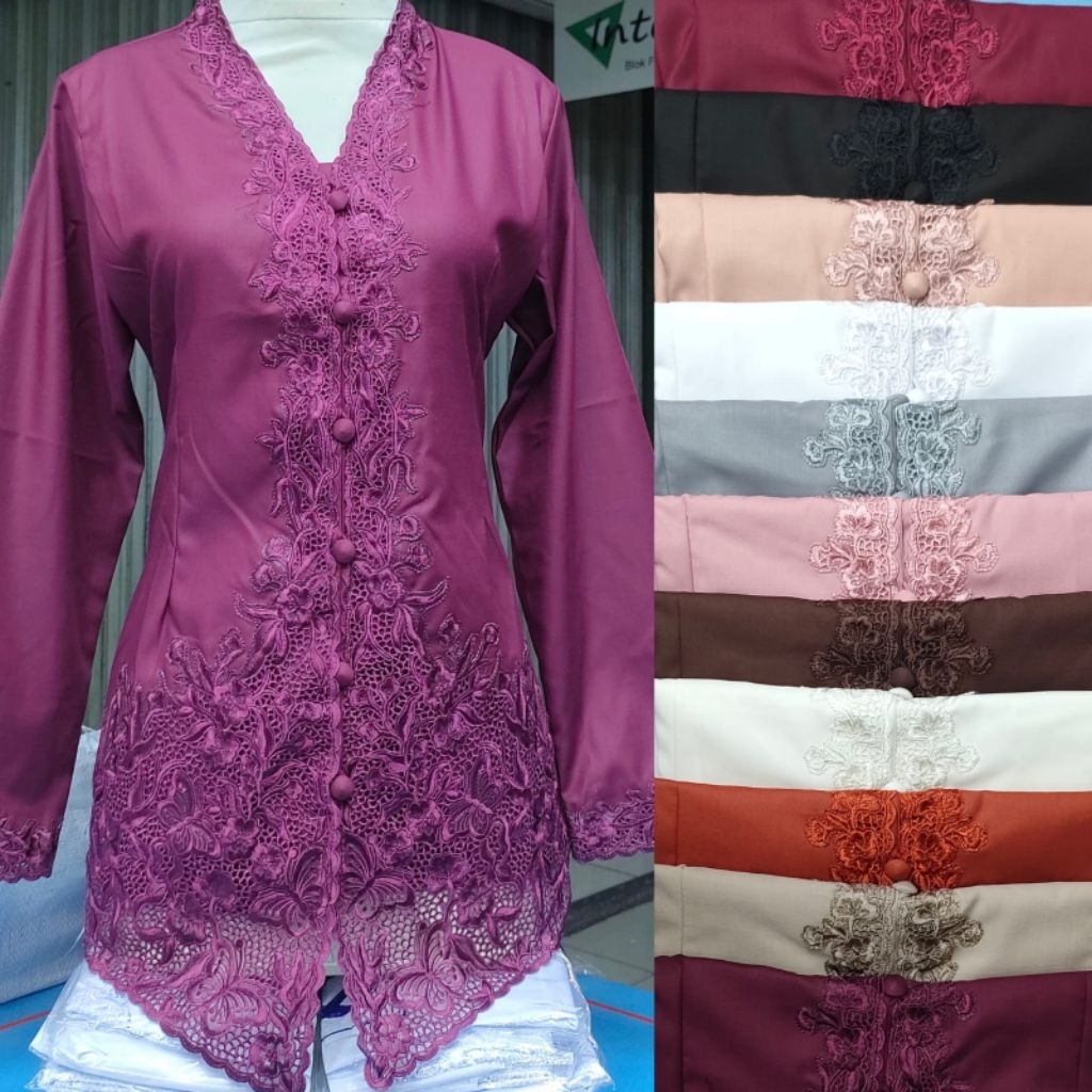 FK-Kebaya Encim Bordir Motif Senada By Nayla Kebaya // Kebaya Encim Material Bahan Katun Toyobo Prem