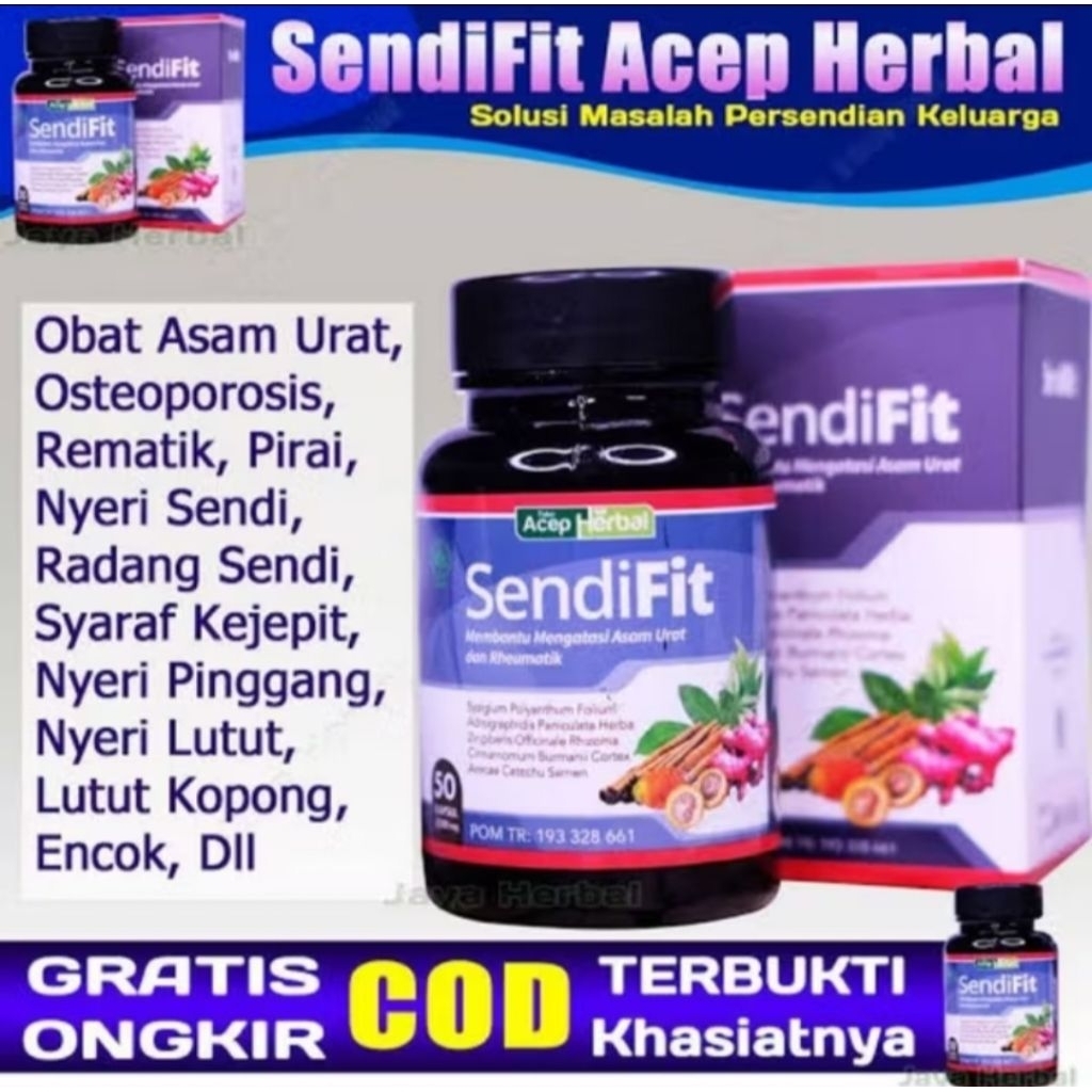 Herbal Sendifit / Sendi Fit Kapsul Obat Asam Urat dan Rematik - Pengapuran Tulang - Tulang Keropos -