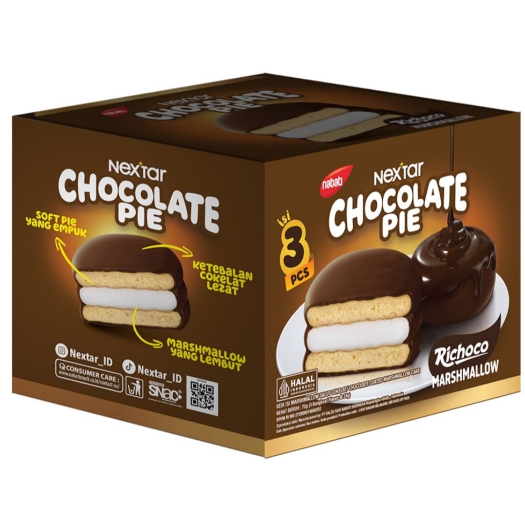 NEXTAR PIE ISI MARSHMALLOW COKLAT & STROBERI 3X 26g