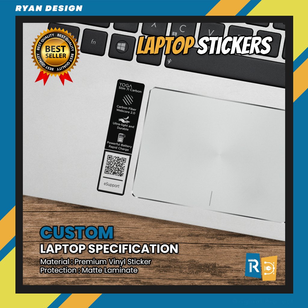 Stiker Logo Laptop Lenovo Yoga Slim 7i Carbon Stiker Spesifikasi Fitur Laptop (Unofficial)