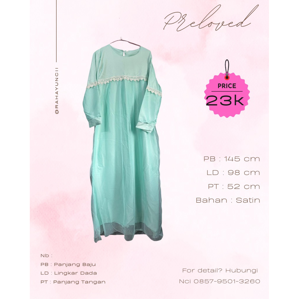 Preloved Gamis Bahan Satin + Tile