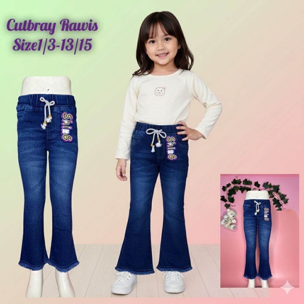 Cutbray polos anak cewek umur 2-12 tahun// Celana jeans cutbray anak perempuan// Bawahan levis anak 