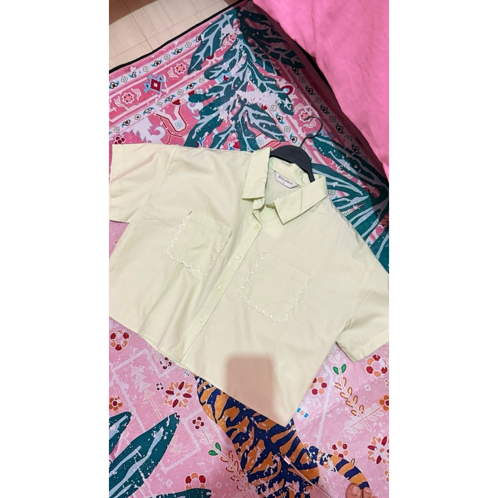 preloved kemeja colorbox hijau pastel new