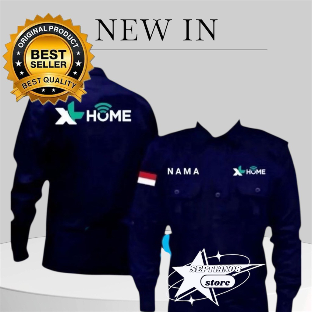 kemeja XL home terbaru full bordir baju seragam XL home free nama
