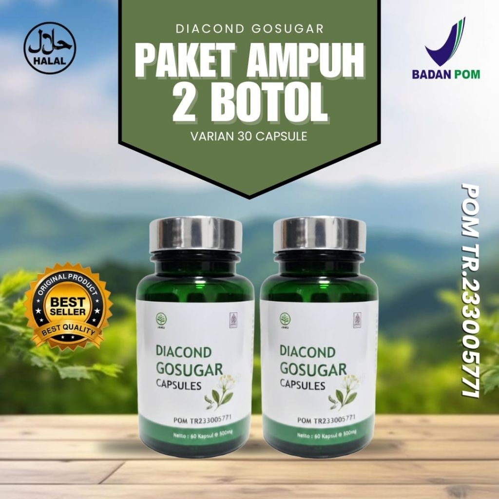 (2 botol) Gosugar 30 Kapsul Labu Cina Obat Diabetes Menurunkan Gula Darah Diabetplus Ampuh bpom