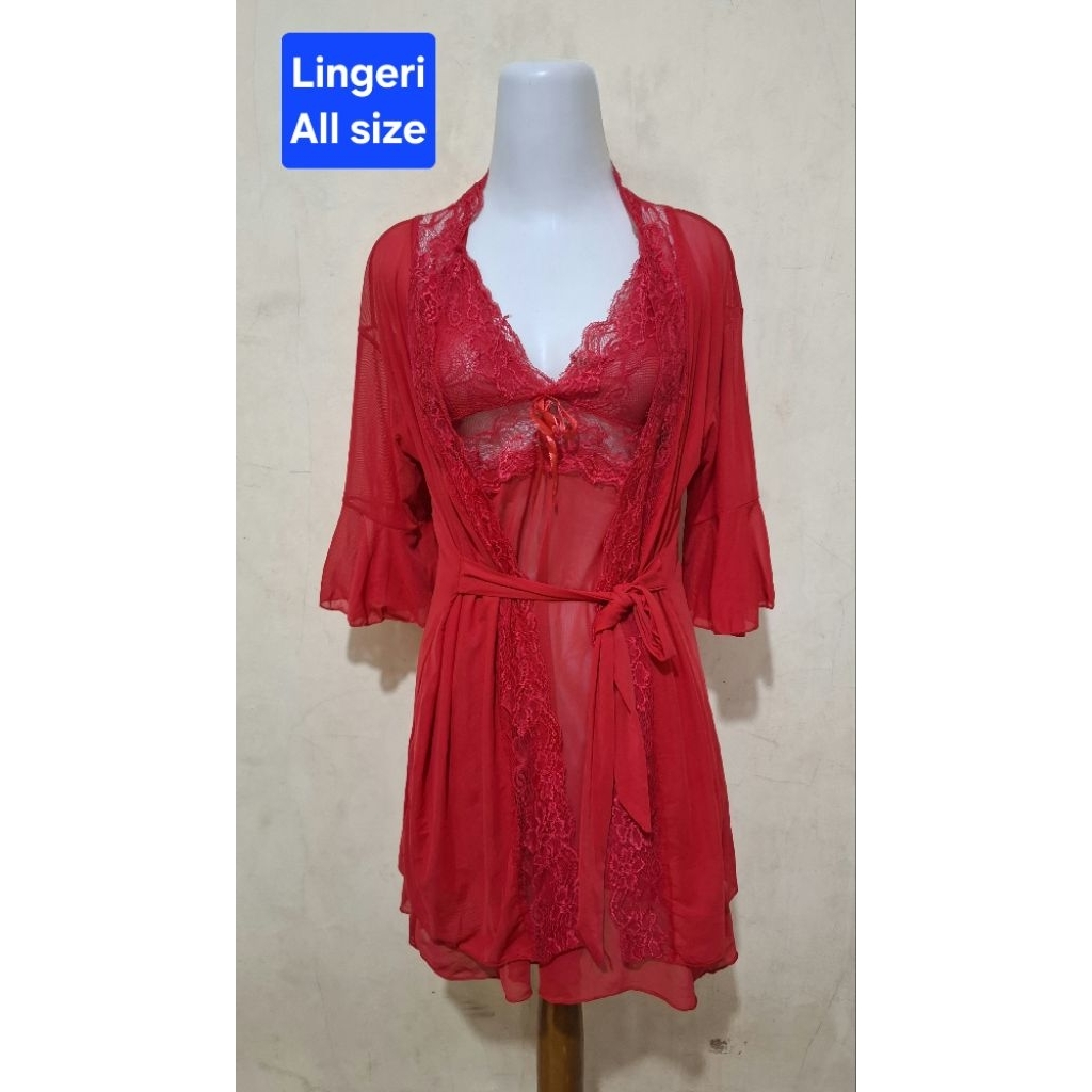 Lingeri Baju Tidur Seksi Merah