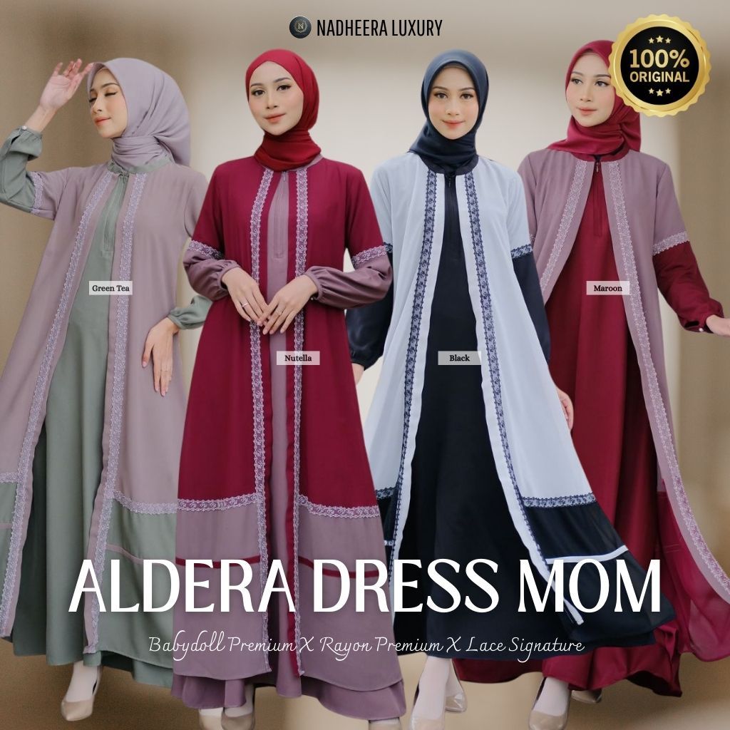 Aldera Dress Mom Family Set | Gamis Dewasa by Nadheera Luxury | Baju Lebaran Terbaru | Gamis Mom Kek
