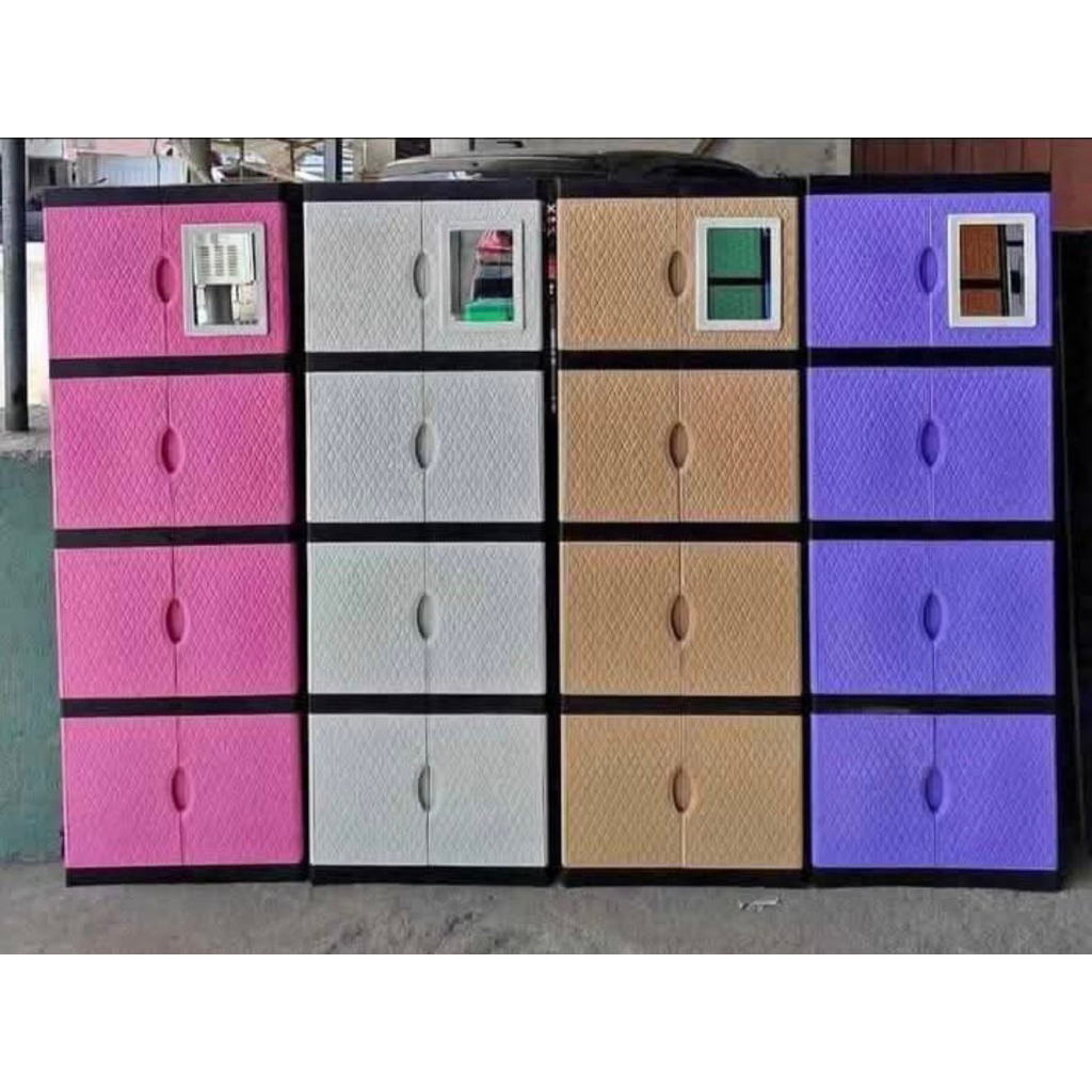 Lemari plastik Pxton 4 susun + kaca