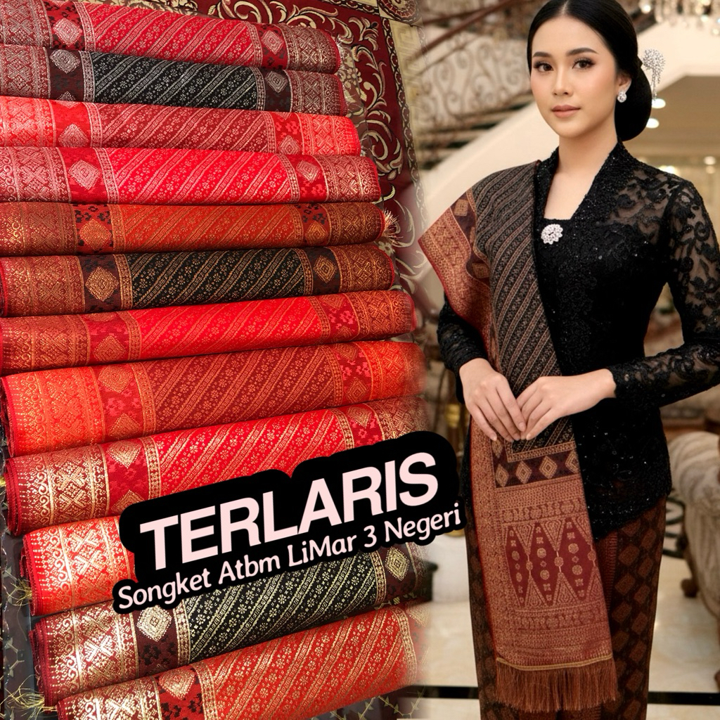 NEW Songket Atbm Limar 3 Negeri Exclusive / Songket Tenun Mesin Palembang ilham Songket  / Motif Pul