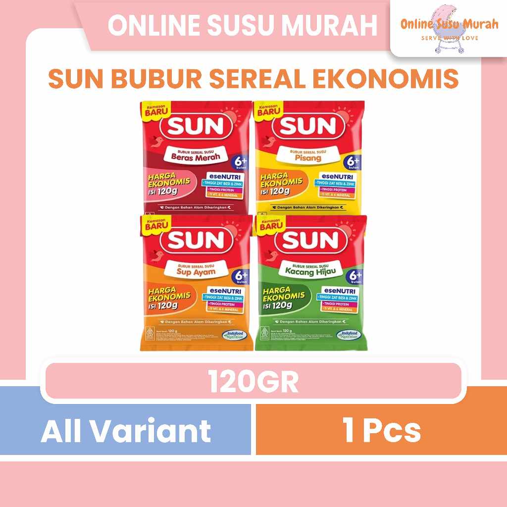 SUN BUBUR SEREAL SUSU 6+ HARGA EKONOMIS 1 SACHET 120 GR BUBUR MPASI BAYI 120GR PRLA