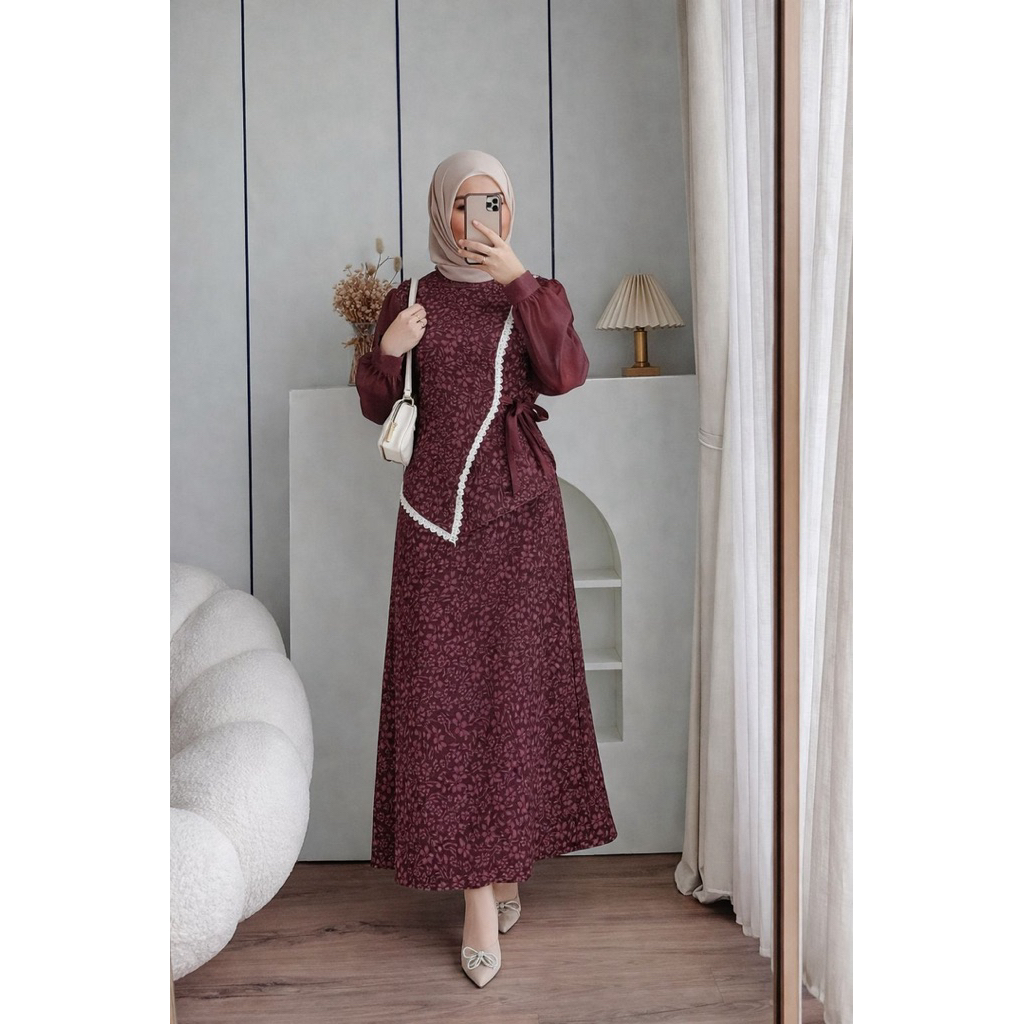 stelan reyna/stelan lebaran wanita/baju lebaran kekinian 2026/gamis lebaran kekinian