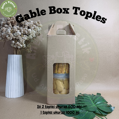 Box E-Flute Gable Box/Box Jinjing Muat 1 Toples 1000ml, 2 Toples 500 gr, Botol 1l untuk Box kue keri