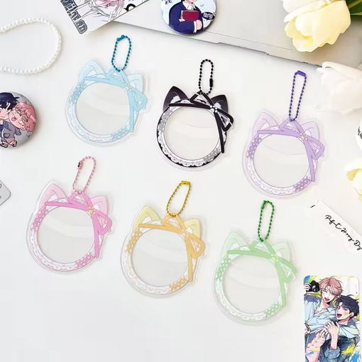 [READY | D 58mm] Cat Ear Lace Bopp Protective Pelindung Case Cover Kawaii Card Sleeve Double Coin An