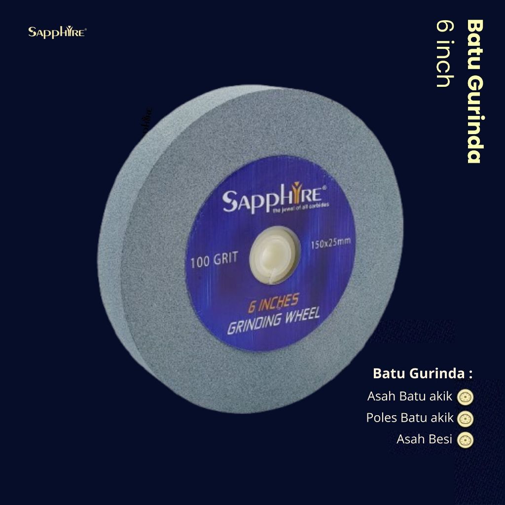Sapphire Batu Gerinda Duduk 6 Inch Grinding Wheel 6 Inci Batu Poles gerinda duduk Gurinda