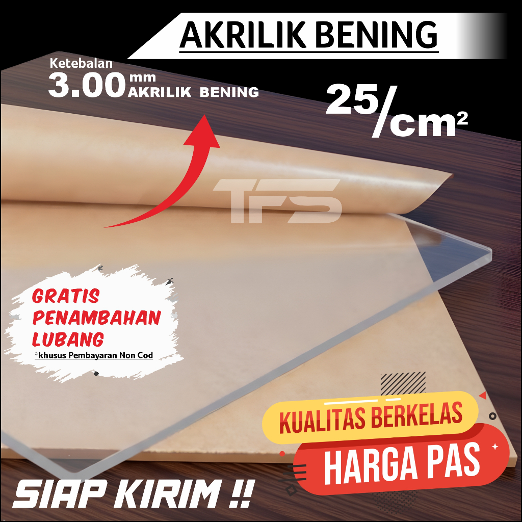 Akrilik Lembaran Bening 3mm - | AKRILIK BENING | AKRILIK BENING 3MM | Potong Laser Presisi, Desain K