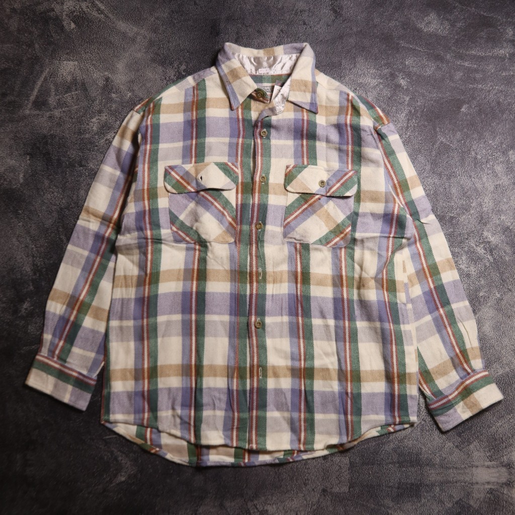 KEMEJA VINTAGE PELEECLOVER VETERANO WOOL FLANEL SHIRT FL6 SIZE L