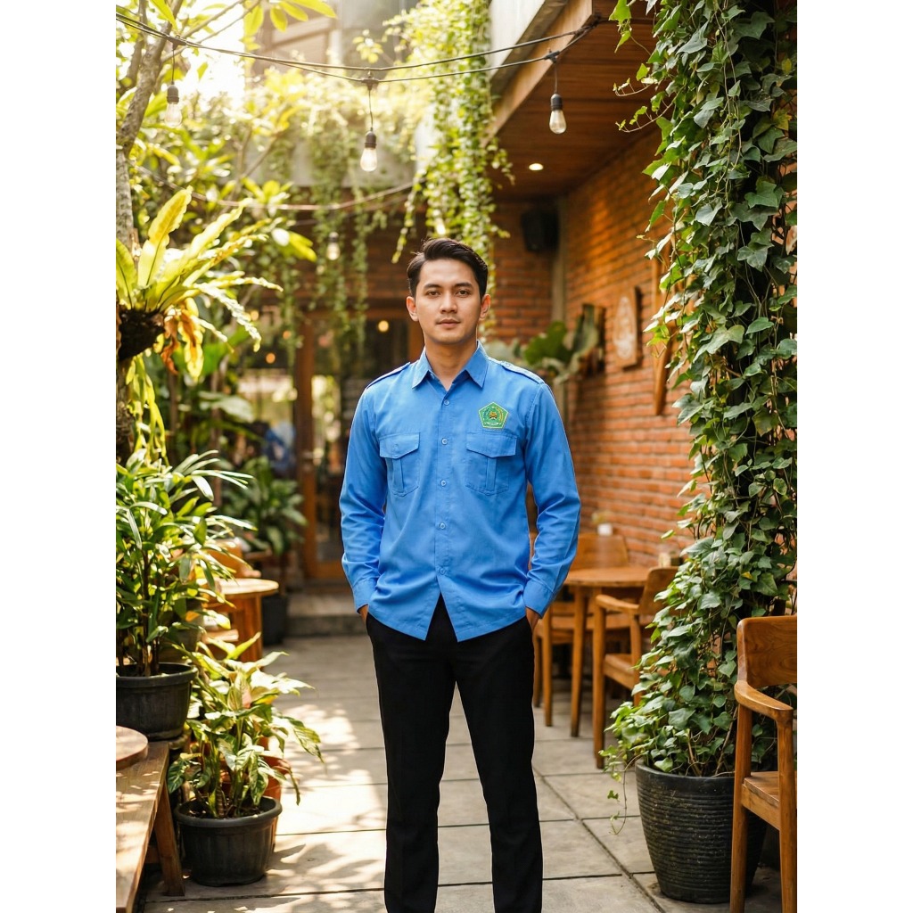 Kemeja Kementerian Agama Wanita Pria Biru Muda Seragam Kementerian Agama Baju Kemenag Biru Muda