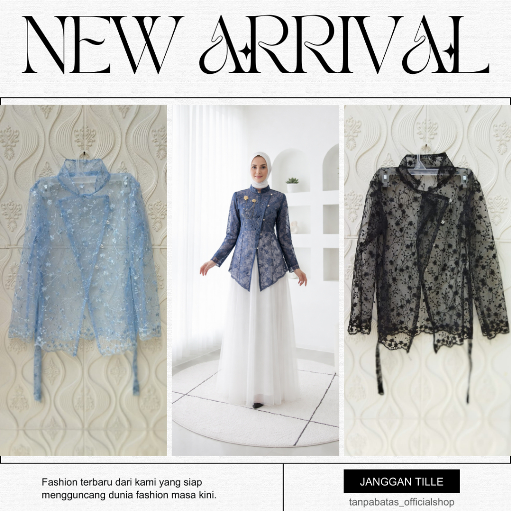 Outer Tille Brukat Lengan Panjang Brukat Lebaran Outer Kebaya Janggan Tille Mutiara Atasan Terbaru