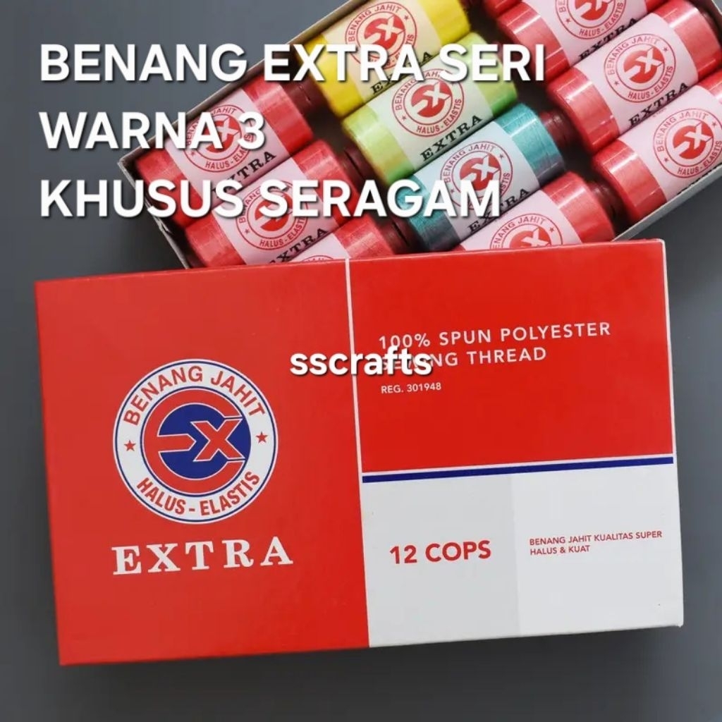 BENANG JAHIT EXTRA WARNA LENGKAP SERI WARNA 3 SERAGAM