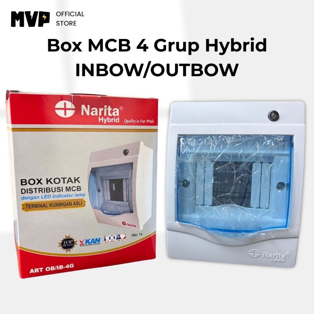 Box MCB 4 Grup Narita IB/OB Hybrid Kotak Panel Distribusi Listrik Tanam Tempel Dinding Berkualitas
