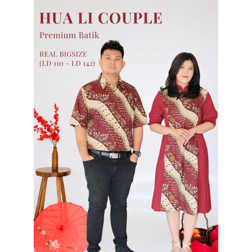 ATRACTIV COUPLE Dress Batik HUA LI Wanita Bigszie Jumbo Atasan dan Kemeja Cowo Dewasa Jumbo