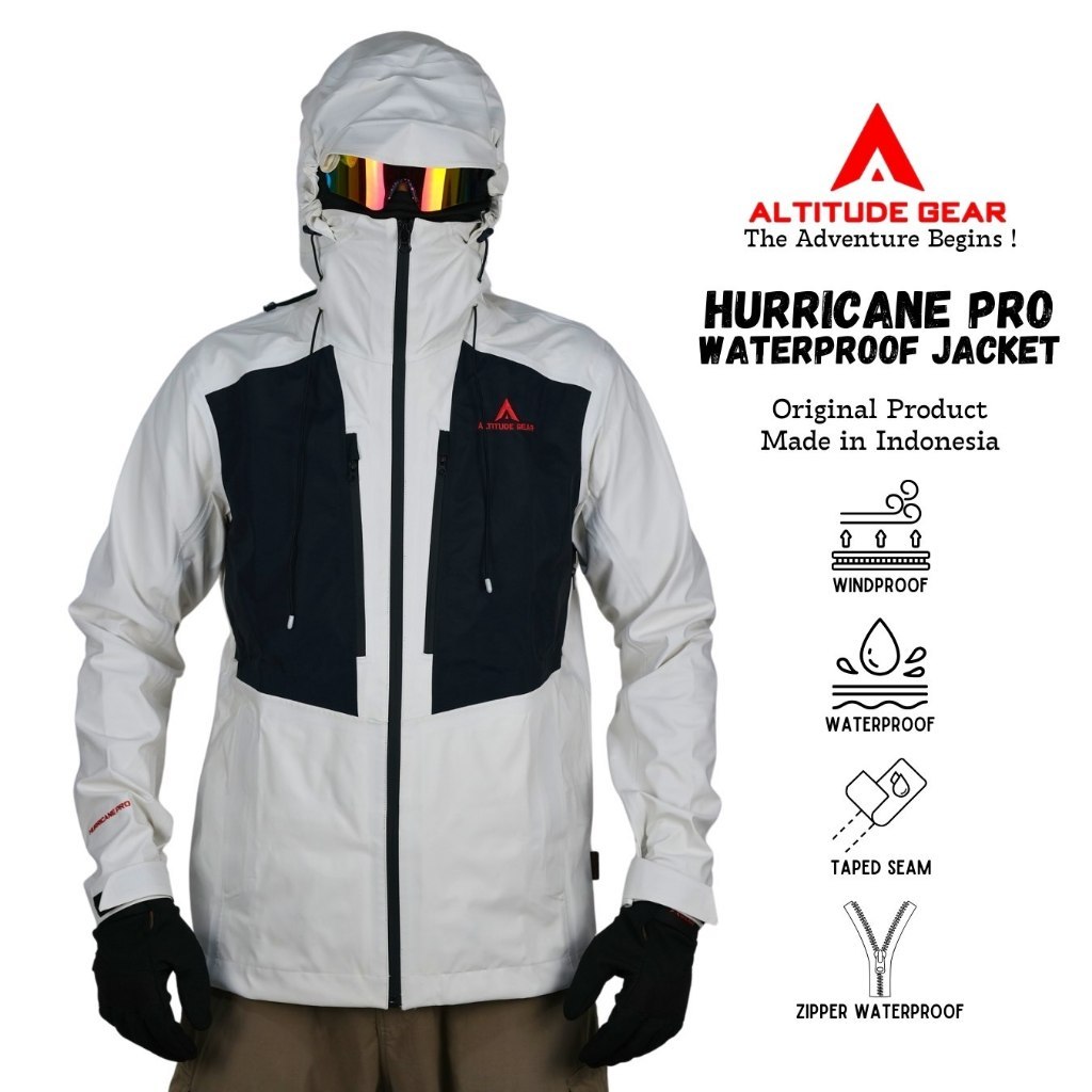 Jaket Gorpcore Altitude gear Hurricane Pro 100% Waterproof Jaket Goretex 3 Layer Pria Wanita