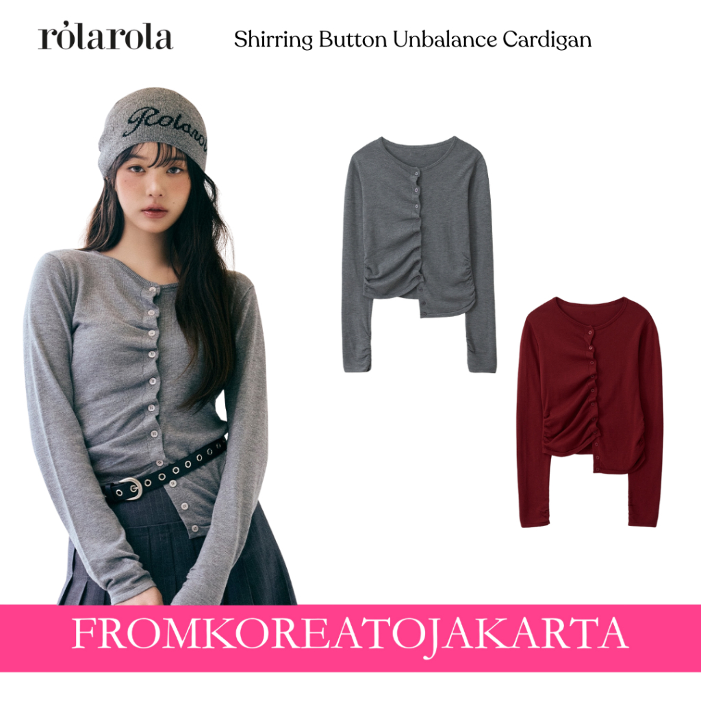 Rolarola Shirring Button Unbalance Cardigan