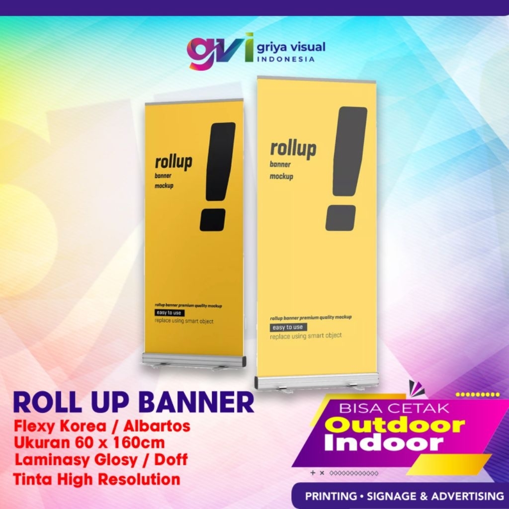 ROLL UP BANNER UKURAN 60X160 BAHAN FLEXY KOREA 440gsm