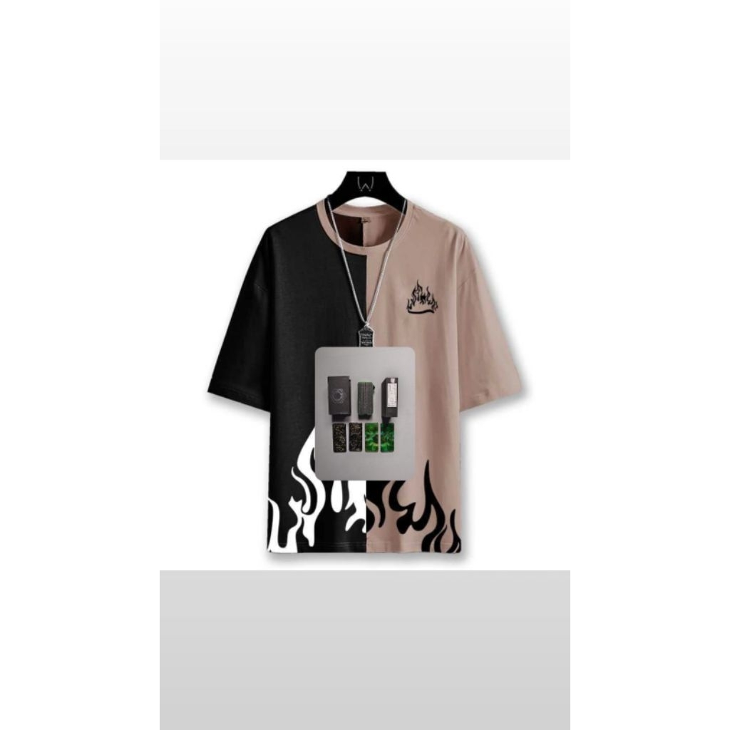 Baju motif api oframe kehijauan